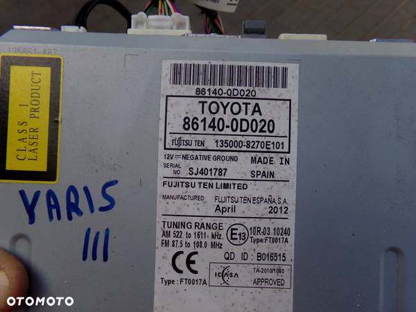 Nawigacja GPS UK Toyota Yaris III  86140-0D020 - 5