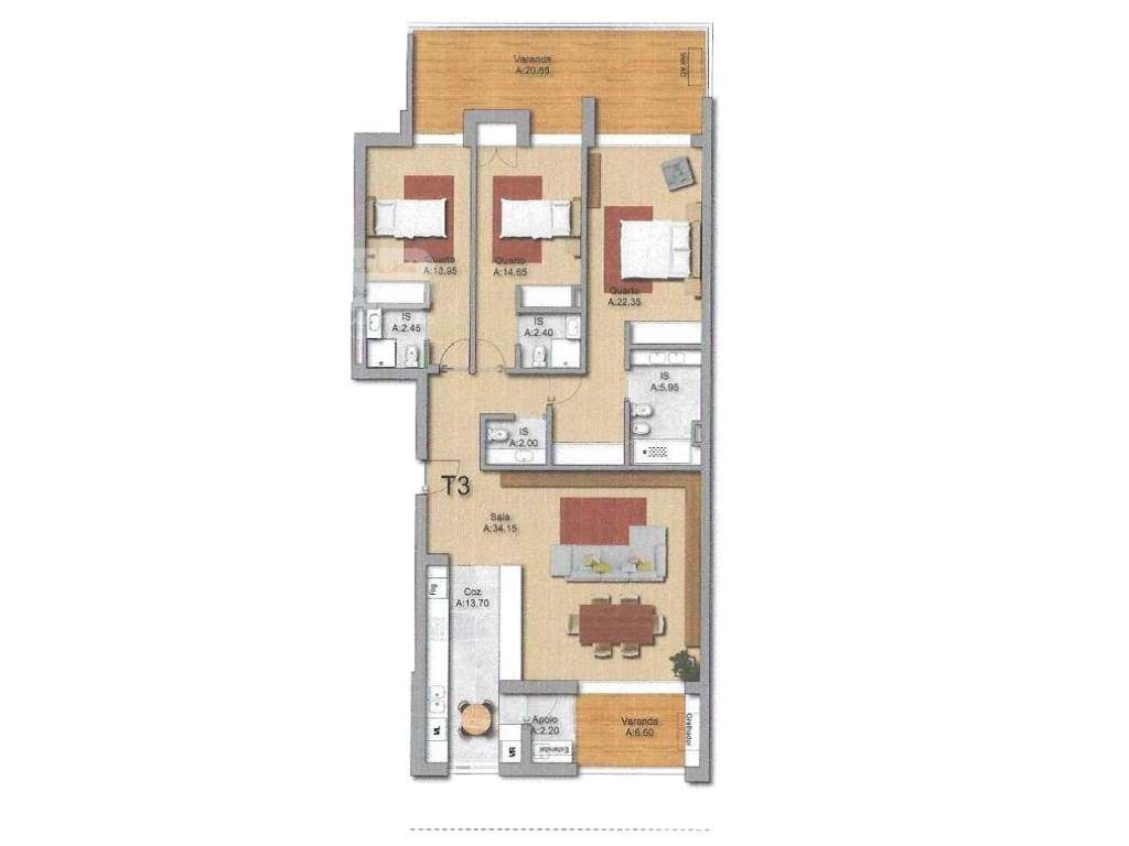 Fantástico apartamento T3 com construção de excelência-5