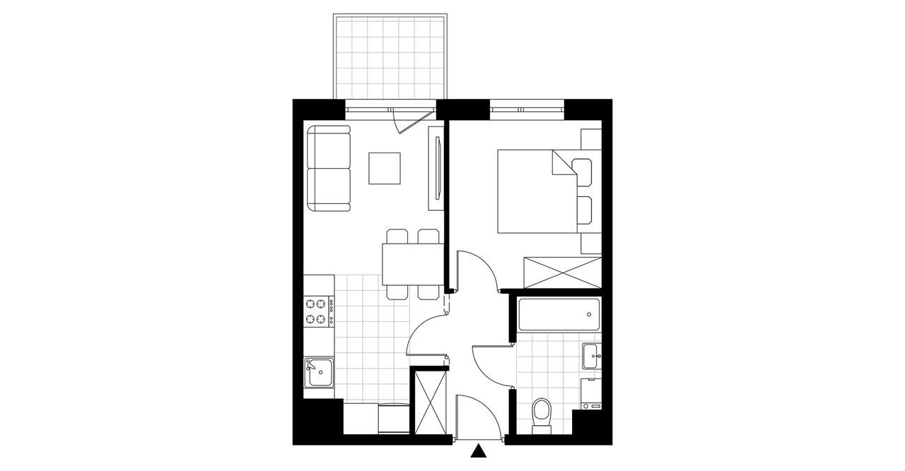 2-pokojowe mieszkanie 32m2 + balkon - Pełny obrazek: 3/8