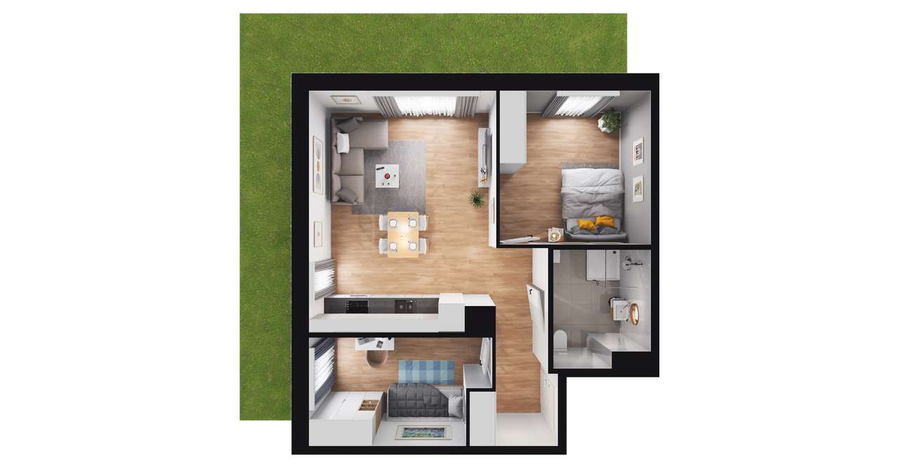 3-pokojowe mieszkanie 57m2 + ogródek Bez Prowizji - Pełny obrazek: 2/8