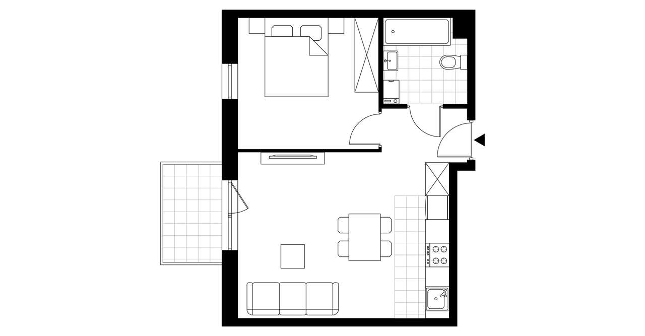 2-pokojowe mieszkanie 41m2 + balkon - Pełny obrazek: 3/8