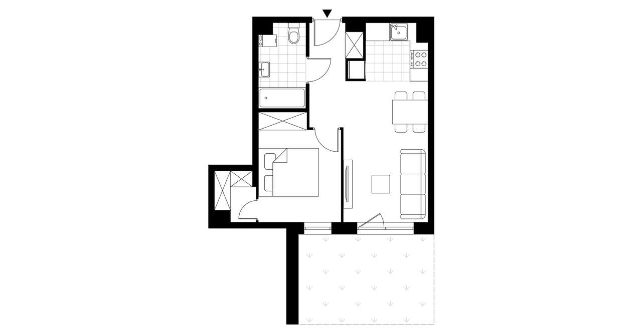 2-pokojowe mieszkanie 38m2 + ogródek - Pełny obrazek: 3/8