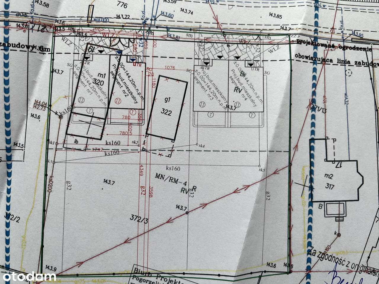 Działka inwestycyjna z pozwoleniem na budowę 4 segmentów – Sobin - Pełny obrazek: 2/3