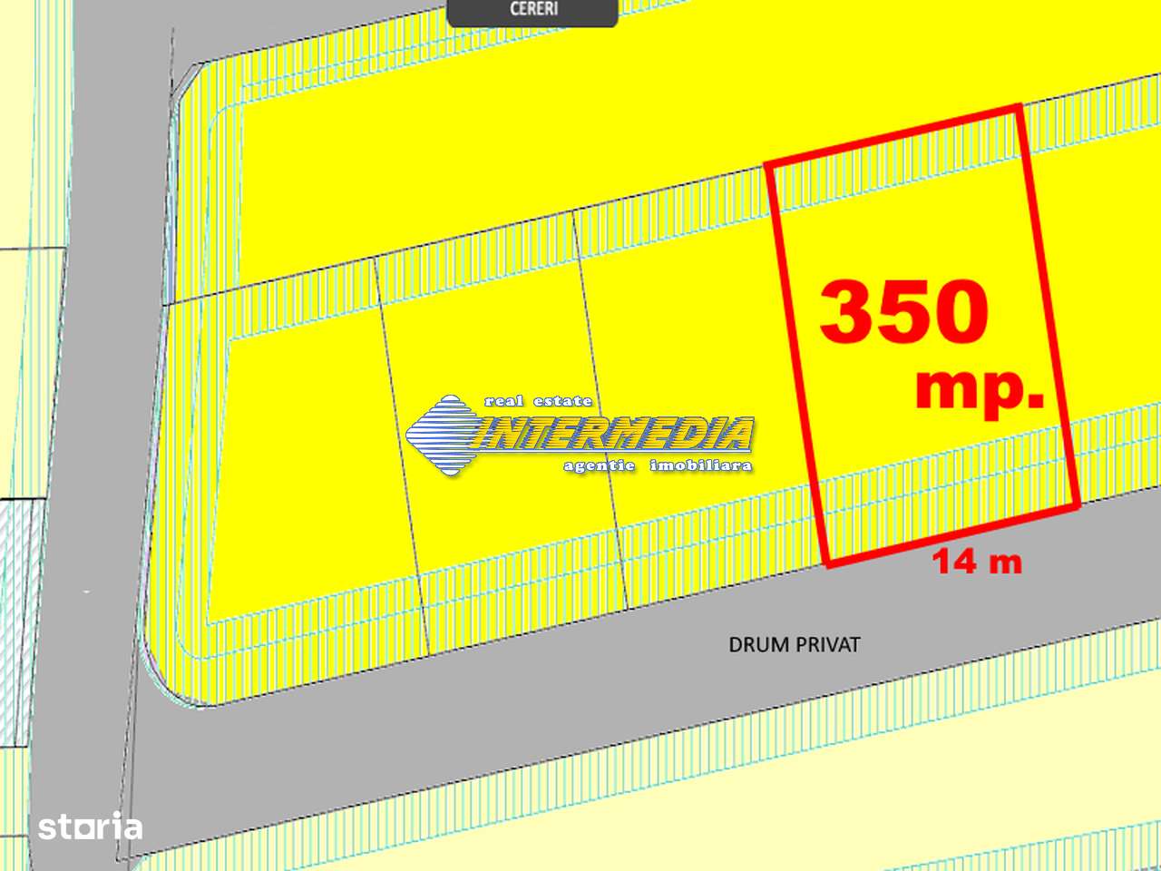 Teren Intravilan 350 mp PUZ, Canalizare si Apa drum privat - Imagine principală: 3/5