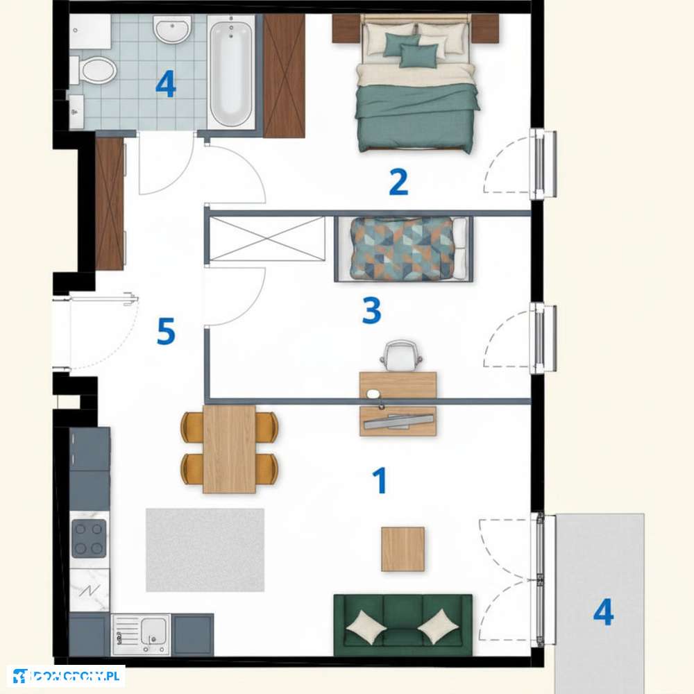 Nowoczesne56m²| 3 pokoje | Cicha okolica + Tramwaj - Ansicht 5