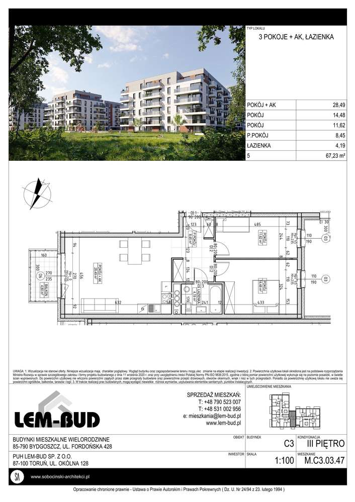 Panorama Wiślana | mieszkanie C3.03.47 - Pełny obrazek: 2/20