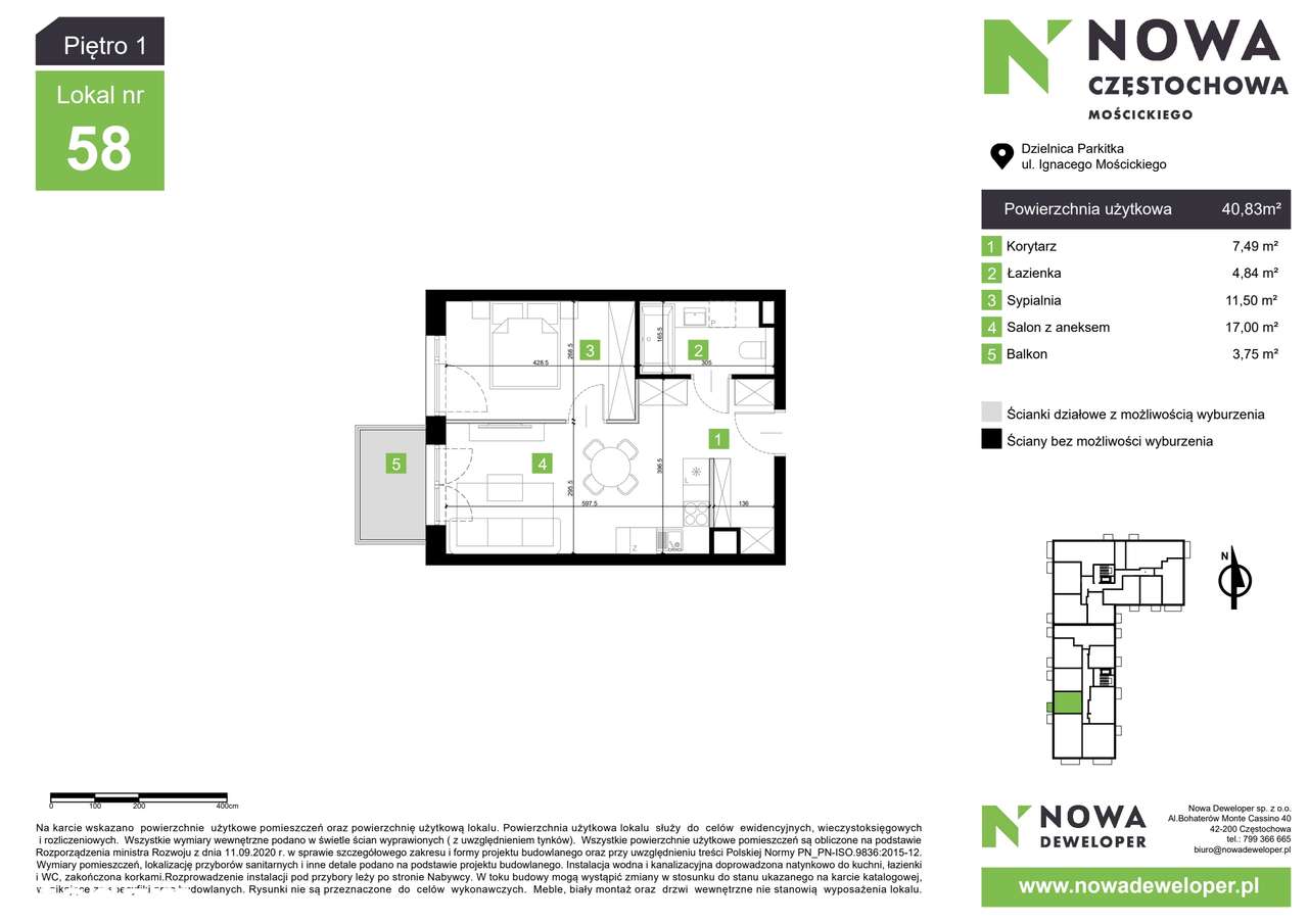 Nowa Częstochowa Mościckiego | 2-pok. | M58 - Pełny obrazek: 3/8
