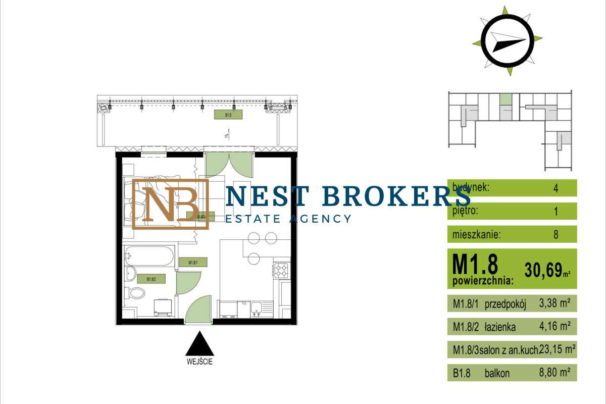 Gotowe | balkon 8 m2 | możliwość zrobienia 2 pokoi - Pełny obrazek: 5/6