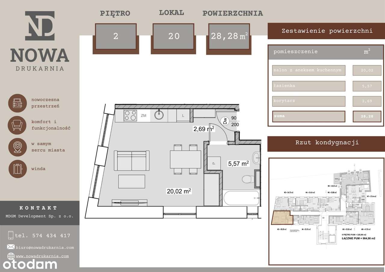 1-pokojowe mieszkanie 28m2 Bezpośrednio - Pełny obrazek: 2/7