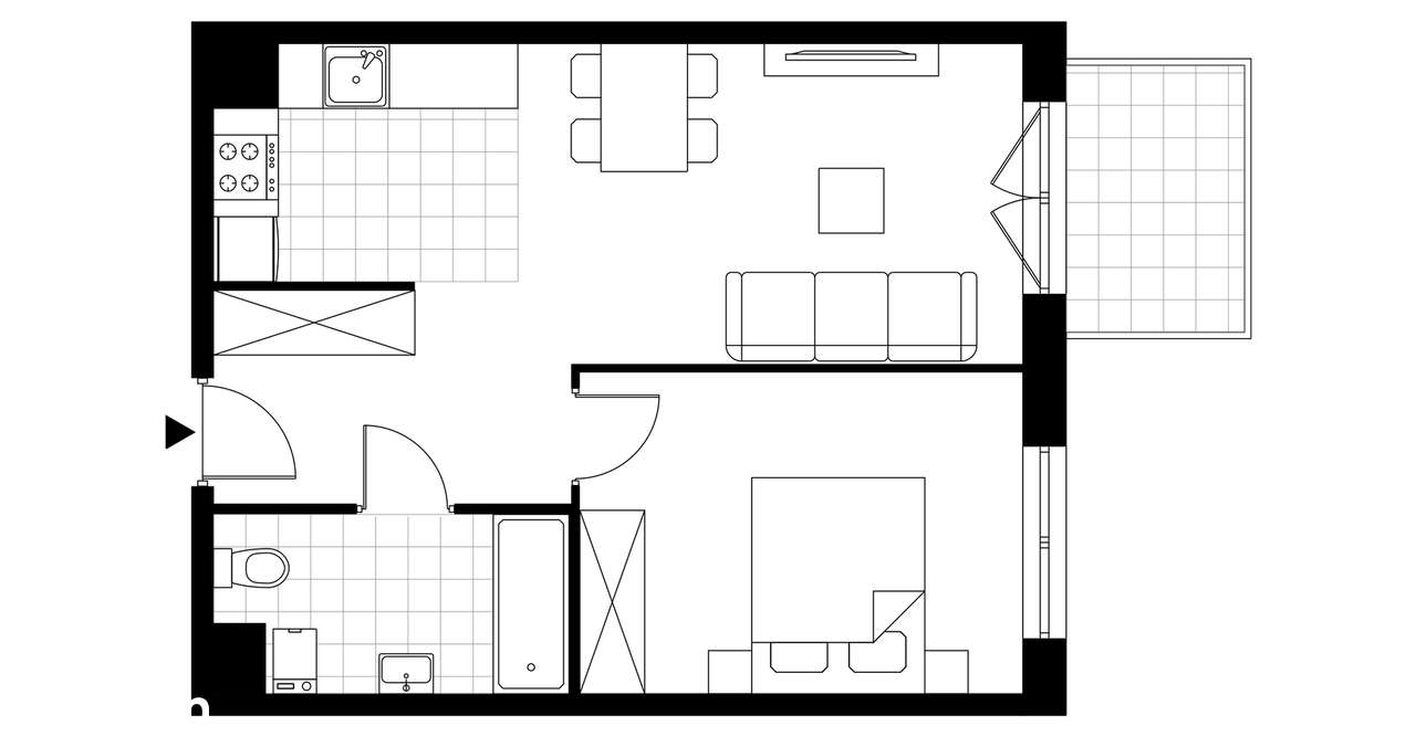 2-pokojowe mieszkanie 42m2 + balkon Bezpośrednio - Pełny obrazek: 3/8