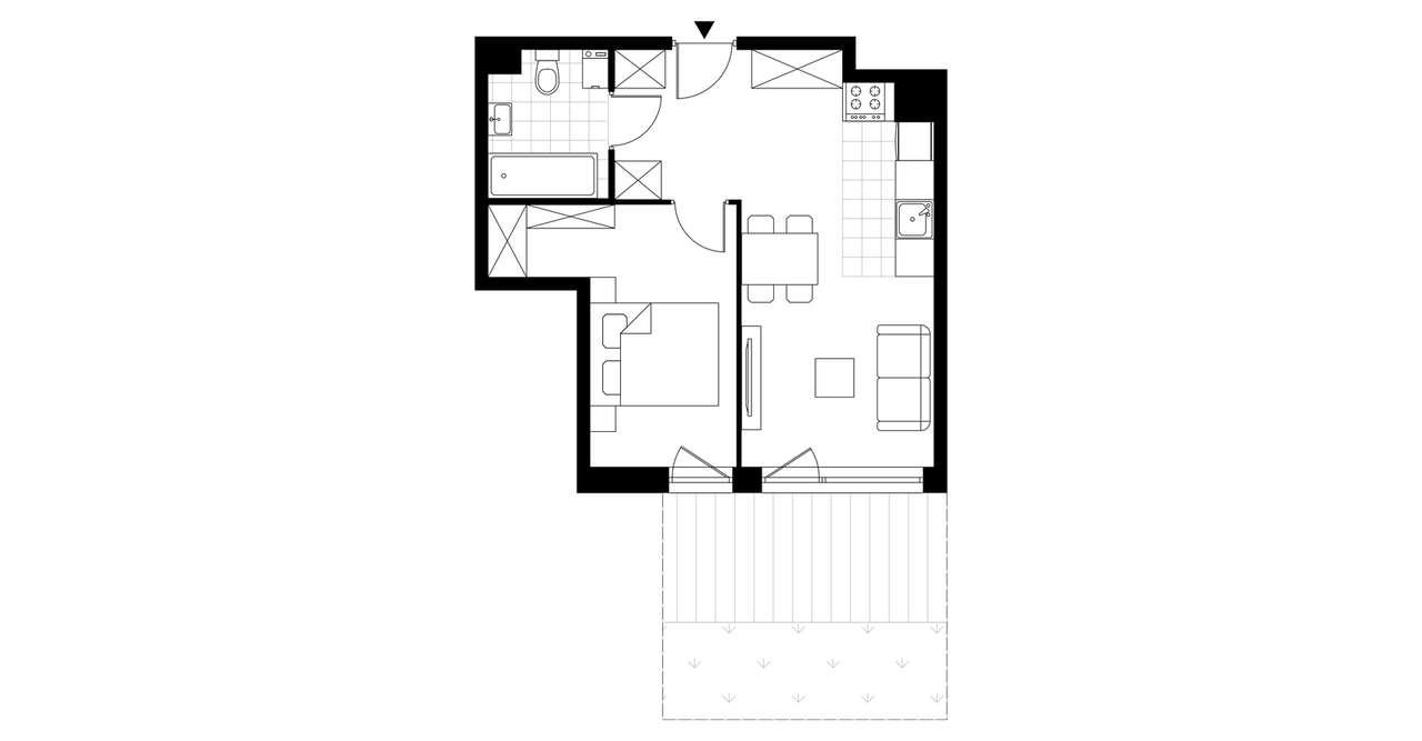 2-pokojowe mieszkanie 38m2 + ogródek Bezpośrednio - Pełny obrazek: 3/8