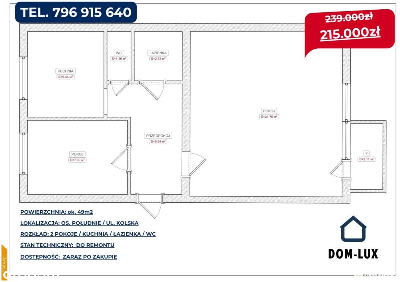 2 pokoje / Południe ul. Kolska / dostępne od ręki - Pełny obrazek: 3/11