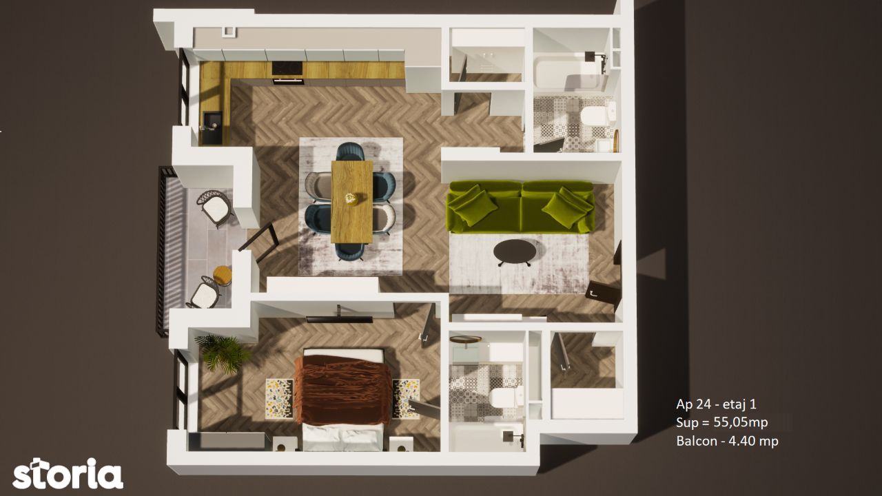 Apartamente cu 2 camere, Ansamblul Tender Nest, Floresti, Proiect nou