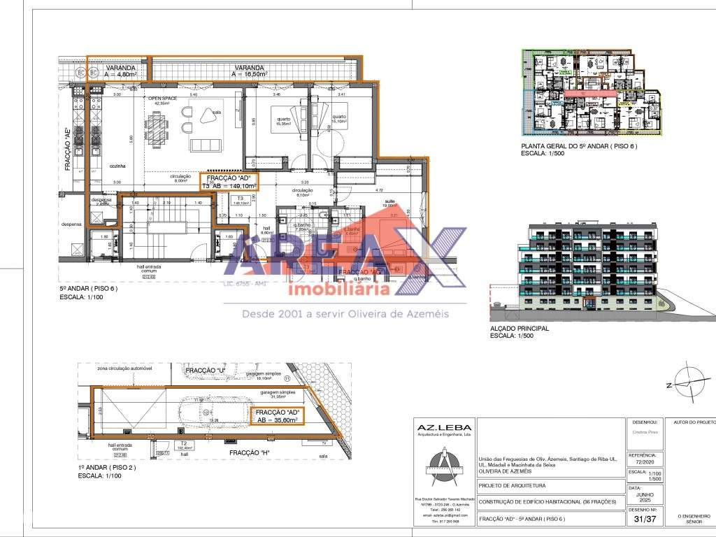 FRAÇÃO AD - 5º andar - T3 - garagem fechada - Grande imagem: 2/17