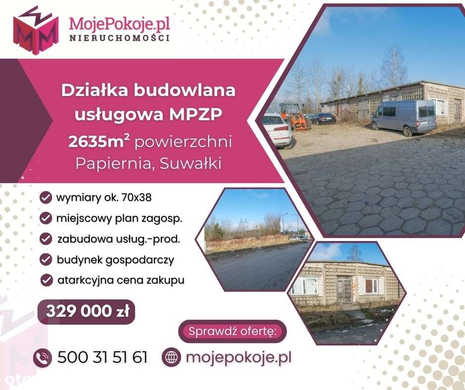 Działka budowlana USŁUGOWA 2635m2, MPZP, Suwałki.-0