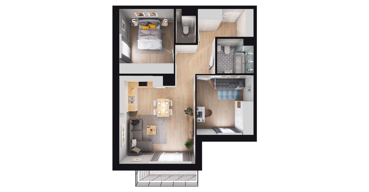 3-pokojowe mieszkanie 62m2 + balkon Bezpośrednio - Pełny obrazek: 2/8