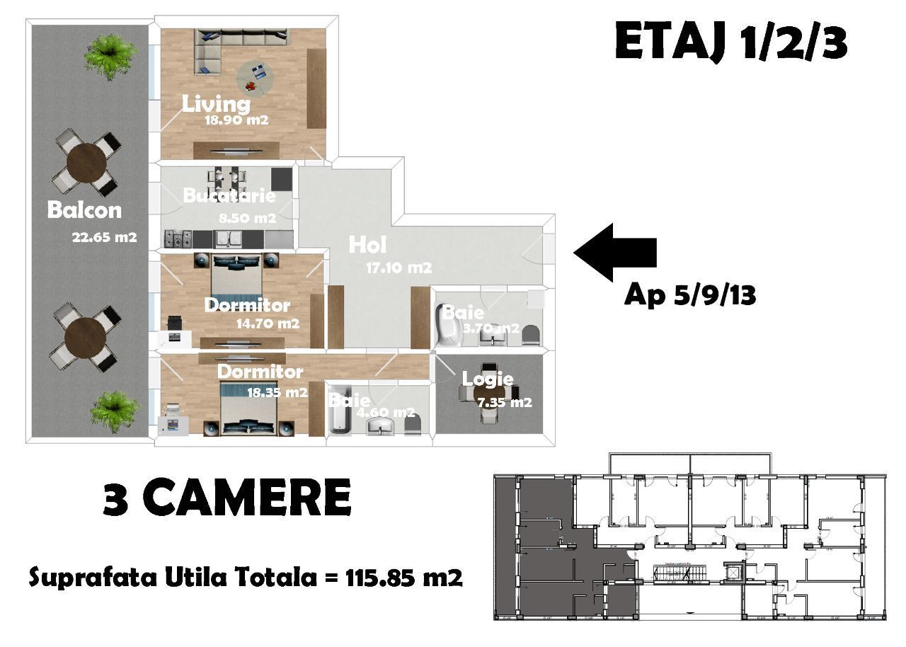 3 Camere * Bd. Decebal * Lux * Dezvolator