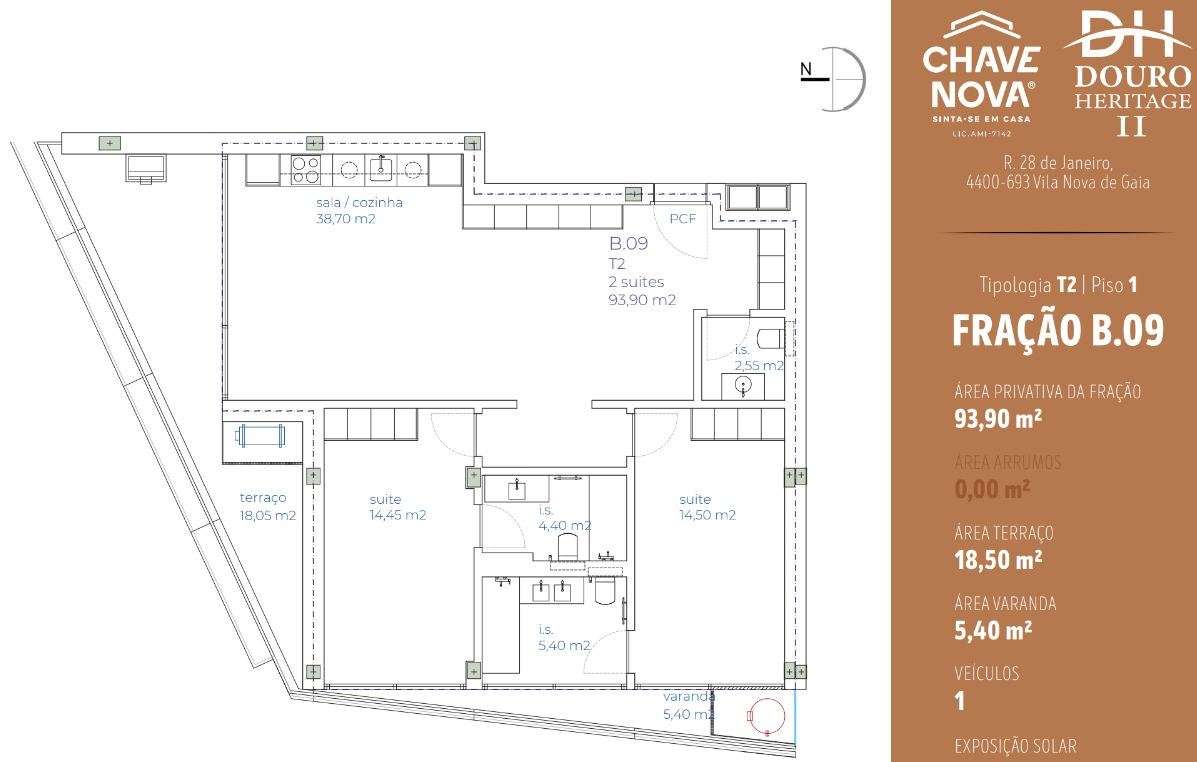 Apartamento T2, no Douro Heritage II, num 1º piso - junto metro rubi - Grande imagem: 4/22