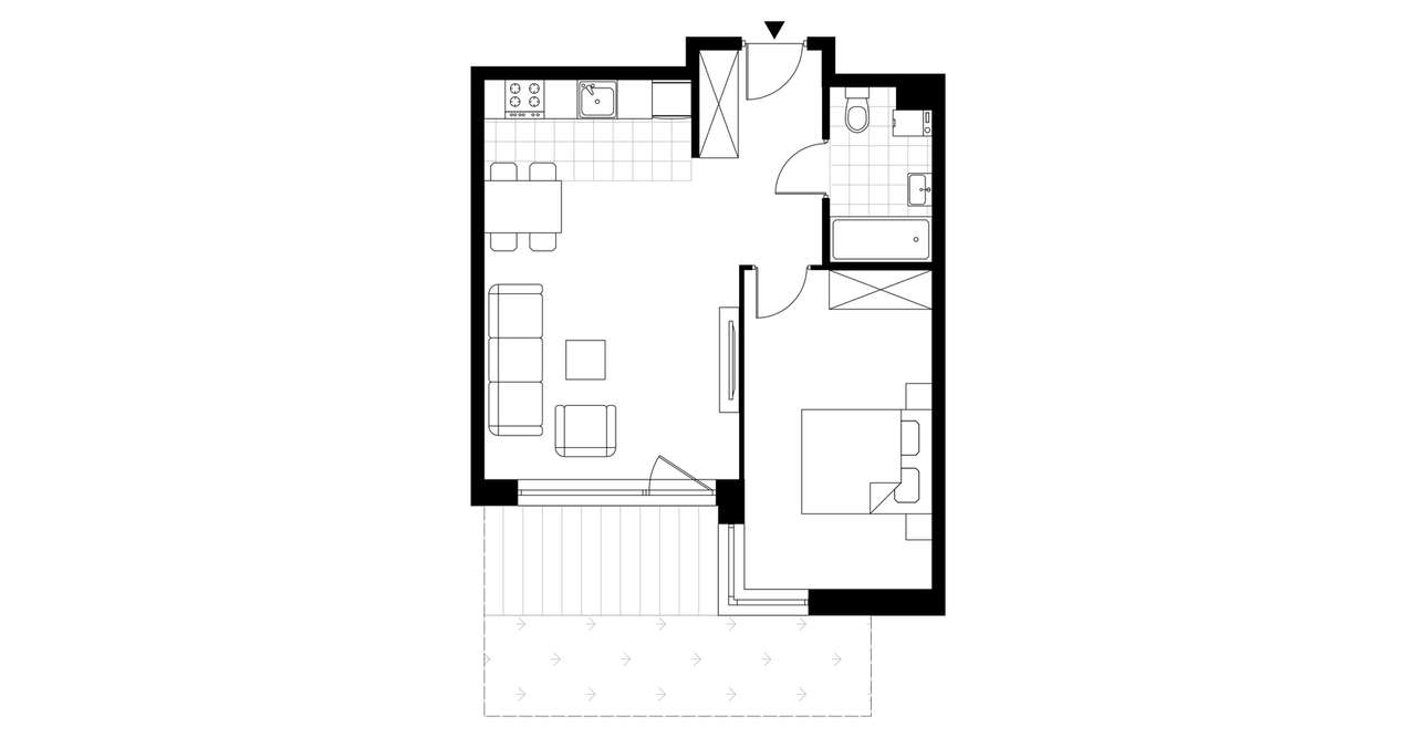 2-pokojowe mieszkanie 46m2 + ogródek - Pełny obrazek: 4/9