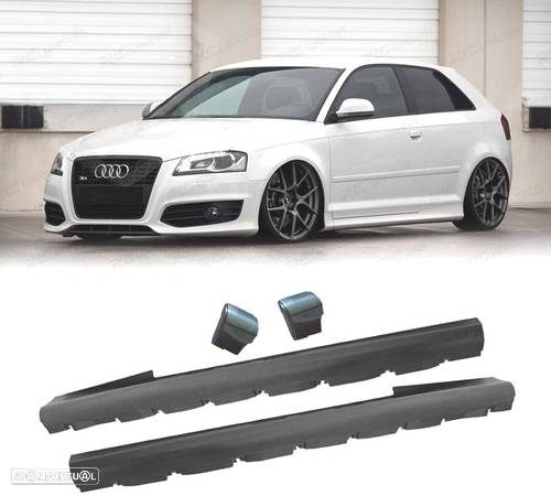 EMBALADEIRAS LATERAIS PARA AUDI A3 8P 03-11 3 PORTAS LOOK S3 - 1