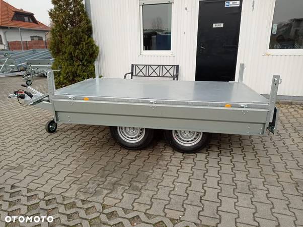 Neptun DOSTAWA! Przyczepa WYWROTKA wym. 256,5x148x30 Kiper HAMOWANA N20-420 2 kps PLATFORMA! Uchylana ręcznie lub za pomocą wkrętarki DMC 2700 kg GN251 - 19