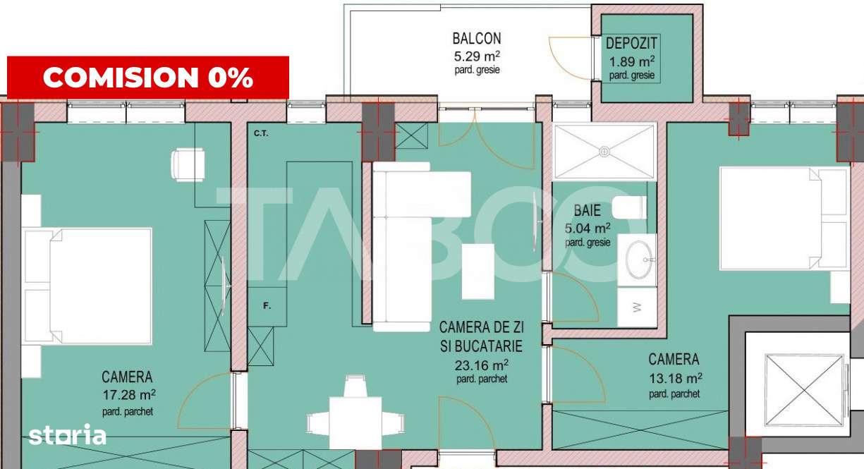 Apartament FARA COMISION 3 camere si balcon Sibiu Dna Stanca - Imagine principală: 2/6