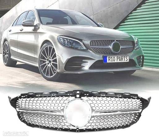 GRELHA DIANTEIRA PARA MERCEDES CLASE C W205 AMG 15-17 CAMERA LOOK DIAMOND SILVER - 1