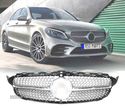 GRELHA DIANTEIRA PARA MERCEDES CLASE C W205 AMG 15-17 CAMERA LOOK DIAMOND SILVER - 1