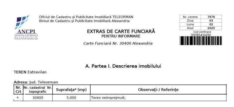 Teren agricol 5000 mp, extravilan Alexandria, jud. Teleorman - Imagine principală: 4/4