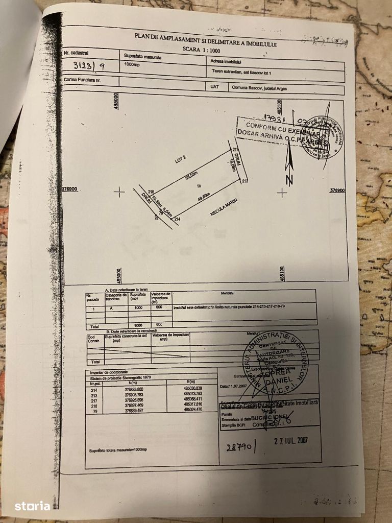 Teren intravilan 1000mp Platou Bascov 40 euro/mp negociabil