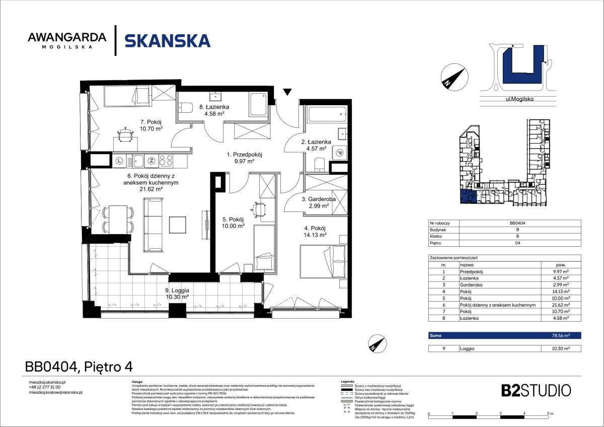 4-pokojowe mieszkanie 78m2 + loggia Bezpośrednio - Pełny obrazek: 2/9