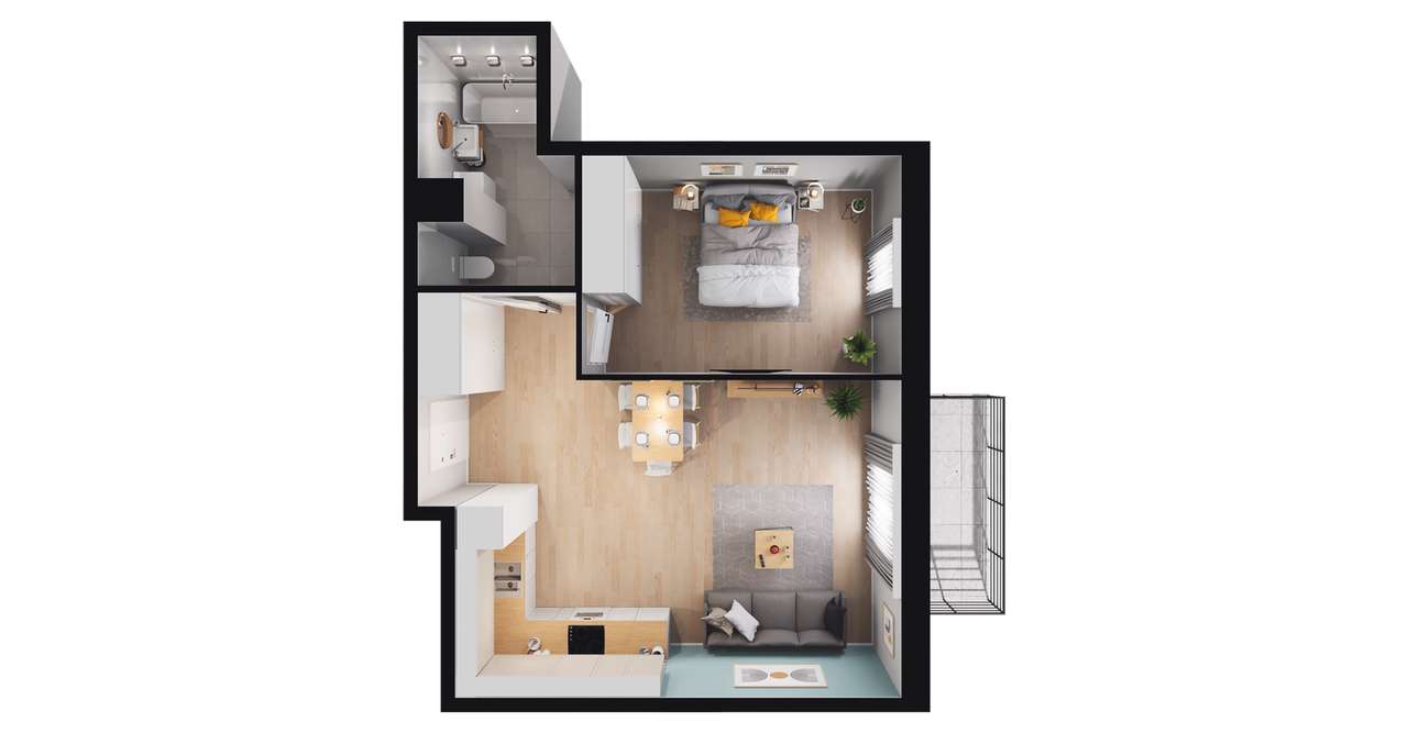 2-pokojowe mieszkanie 50m2 + balkon Bez Prowizji - Pełny obrazek: 2/8