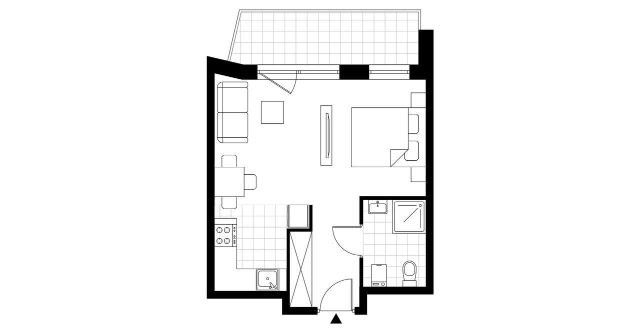 1-pokojowe mieszkanie 31m2 + balkon - Pełny obrazek: 3/8
