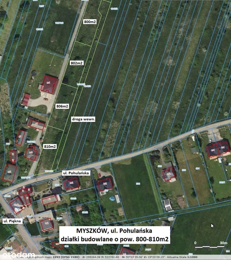 Sale - 10% Myszków działka budowlana (plan) 802m2 cena tylko 88.900zł-3