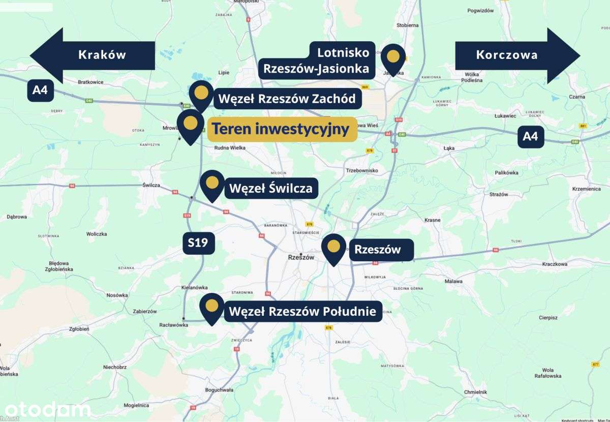 Działka inwestycyjna przemysłowa A4 S19 Rzeszów - Pełny obrazek: 5/7