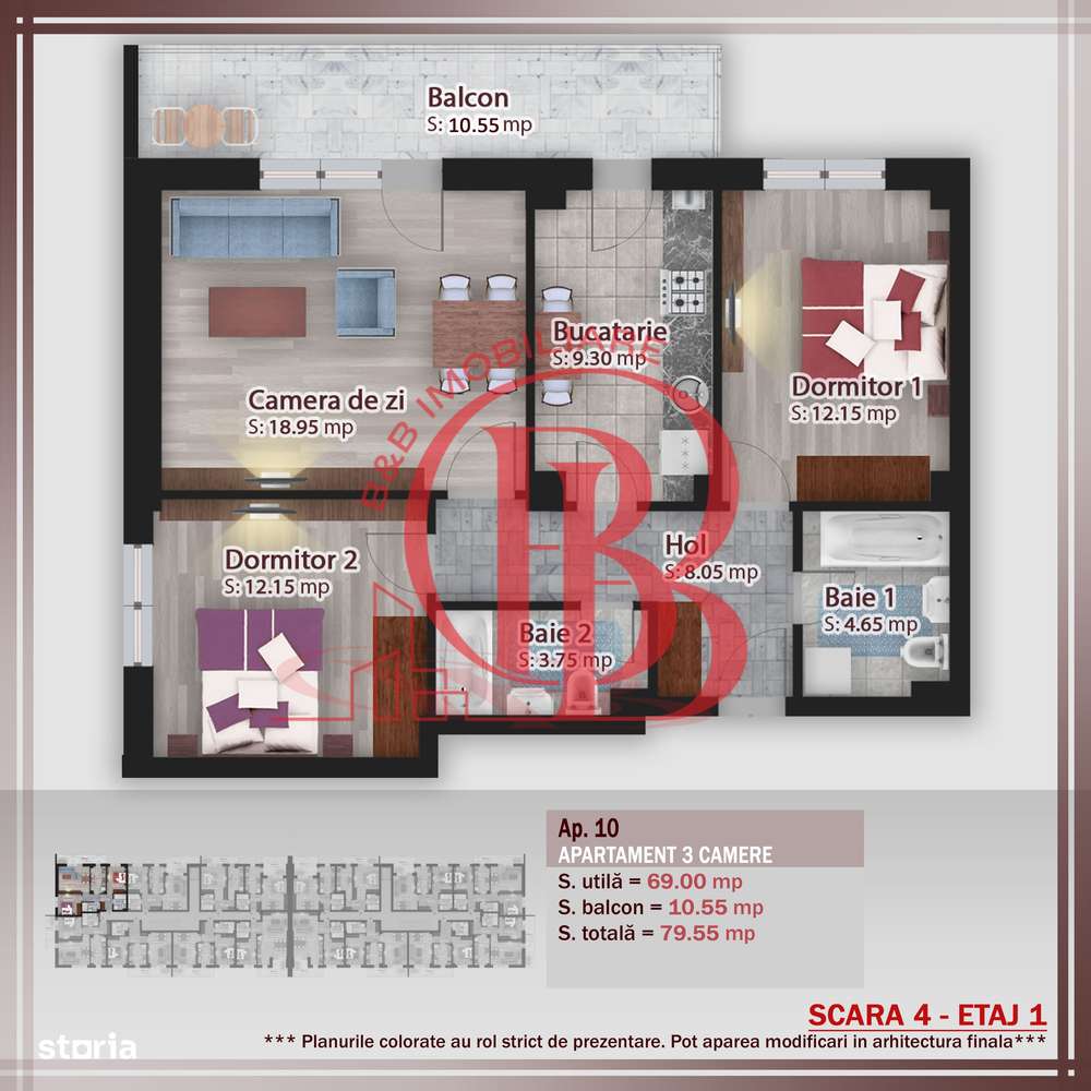 3 camere-Ideal Investitie-Incalzire in pardoseala Pallady