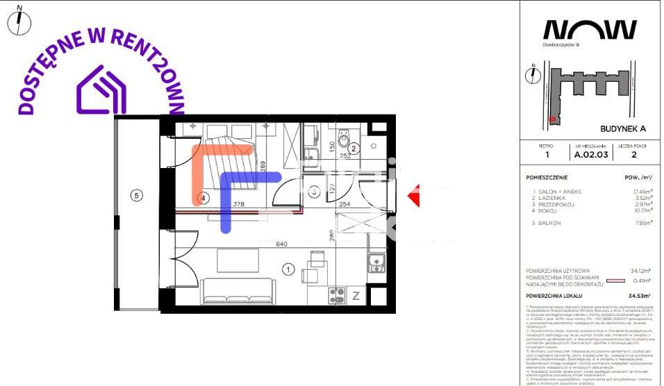 Okazja⭐idealna Inwestycja⭐2 Pokoje⭐Balkon - Pełny obrazek: 1/4
