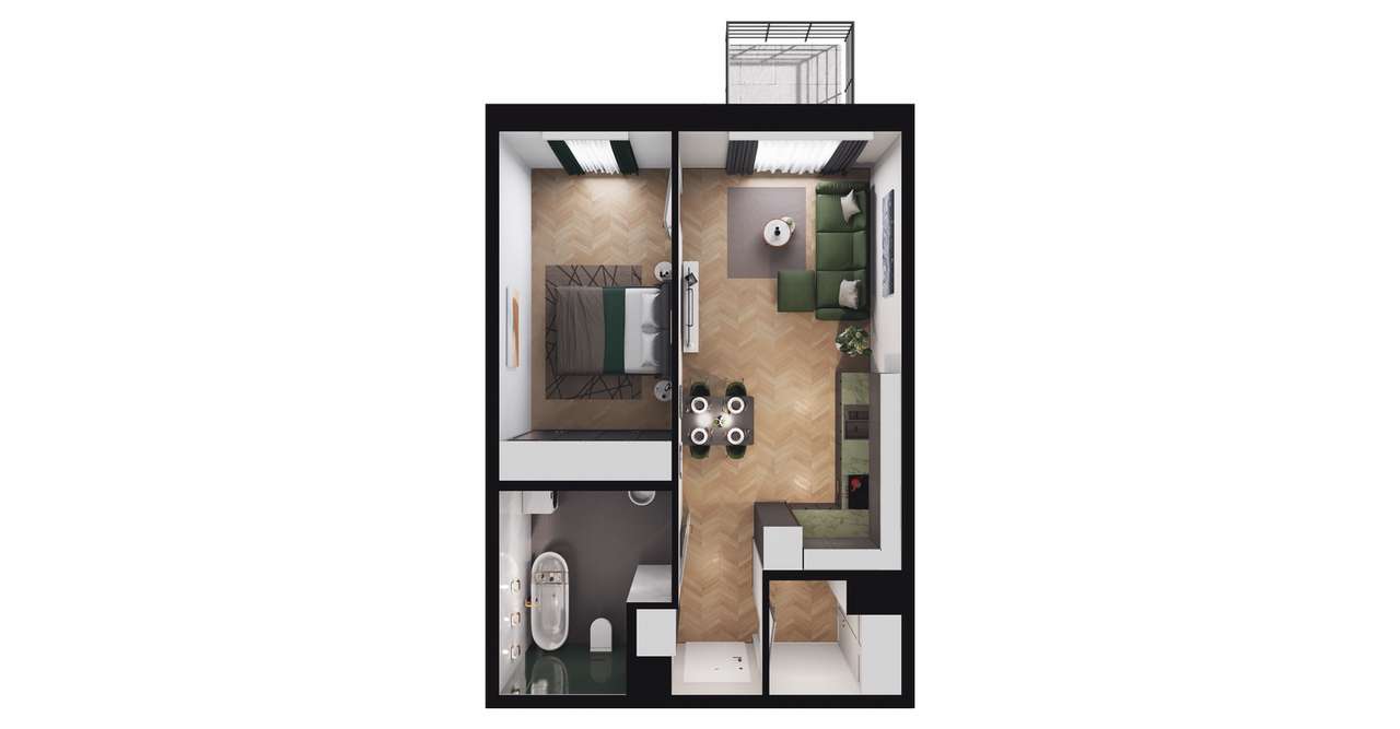 2-pokojowe mieszkanie 45m2 + balkon Bezpośrednio - Pełny obrazek: 2/8