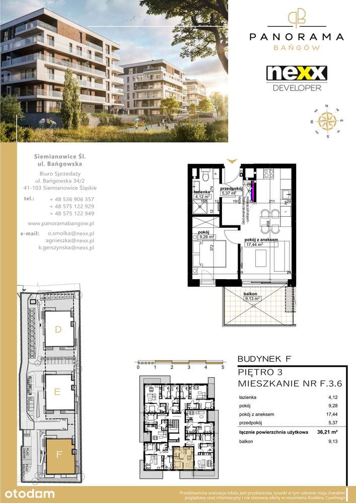 2-pokojowe mieszkanie 36m2 + balkon Bezpośrednio - Pełny obrazek: 2/5