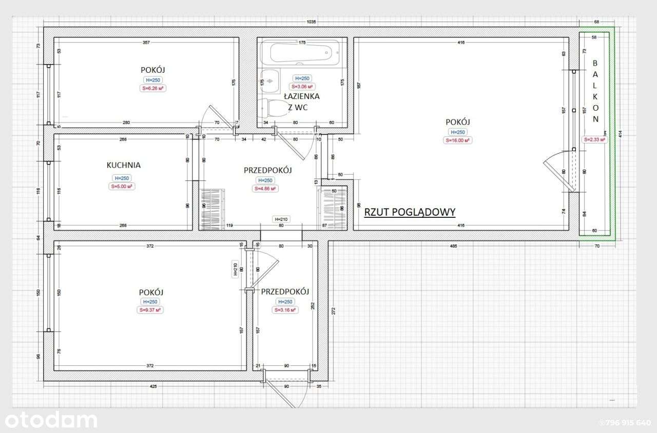 47m2 / 3 oddzielne pokoje / os. Południe-2