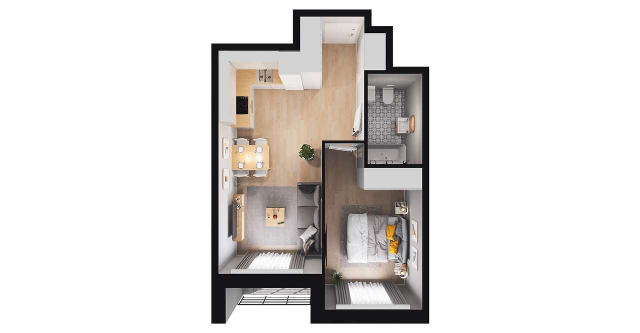 2-pokojowe mieszkanie 40m2 + loggia Bez Prowizji - Pełny obrazek: 2/8