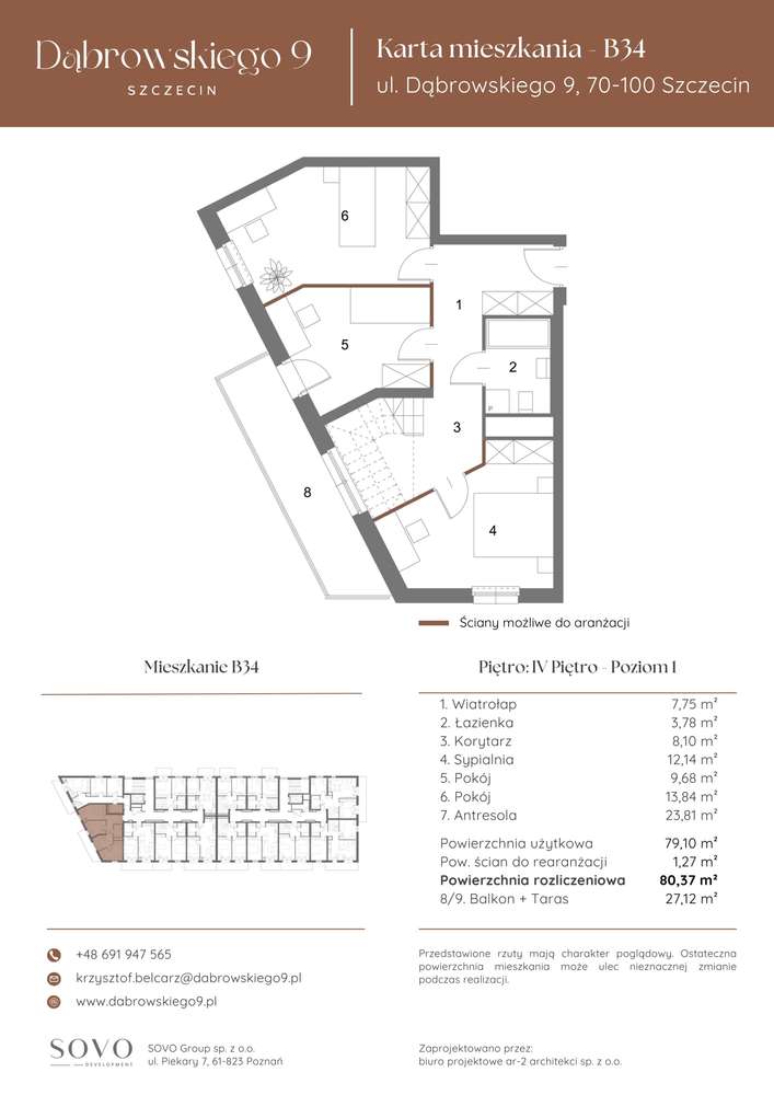 Dąbrowskiego 9 | mieszkanie 3-pok. | B34 - Pełny obrazek: 2/8