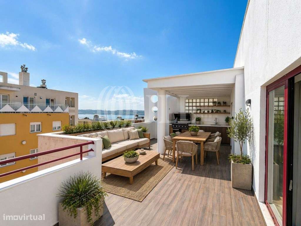 Apartamento T3 Com Terraco E Vista Rio Em Oeiras