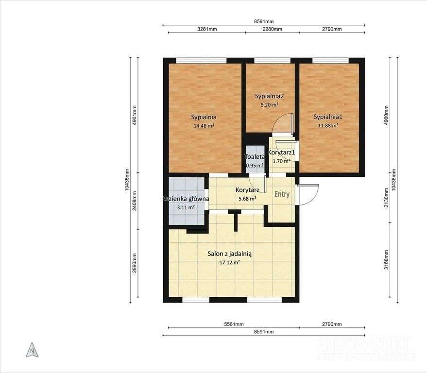 61m ul.Malczewskiego mieszkanie 3-pokojowe-12