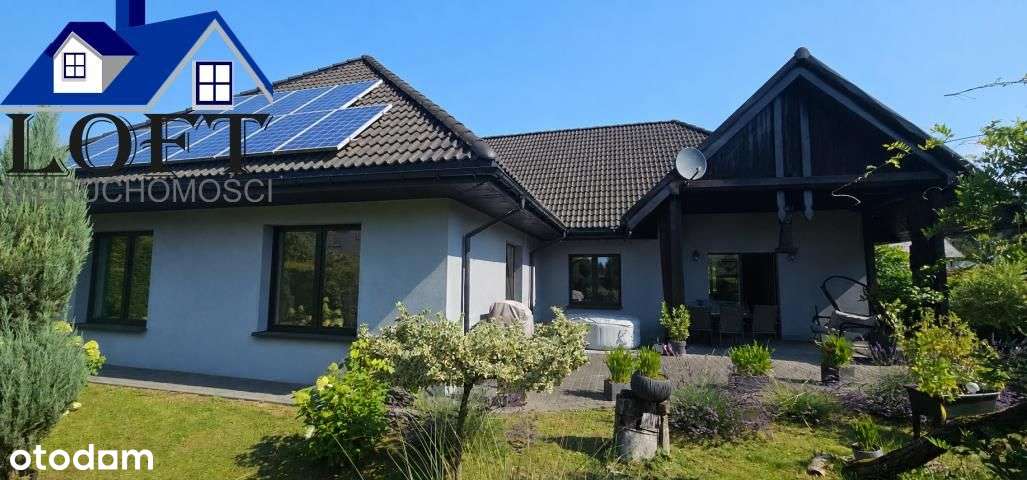 Nowoczesny dom parterowy 142 m² z fotowoltaiką Trz