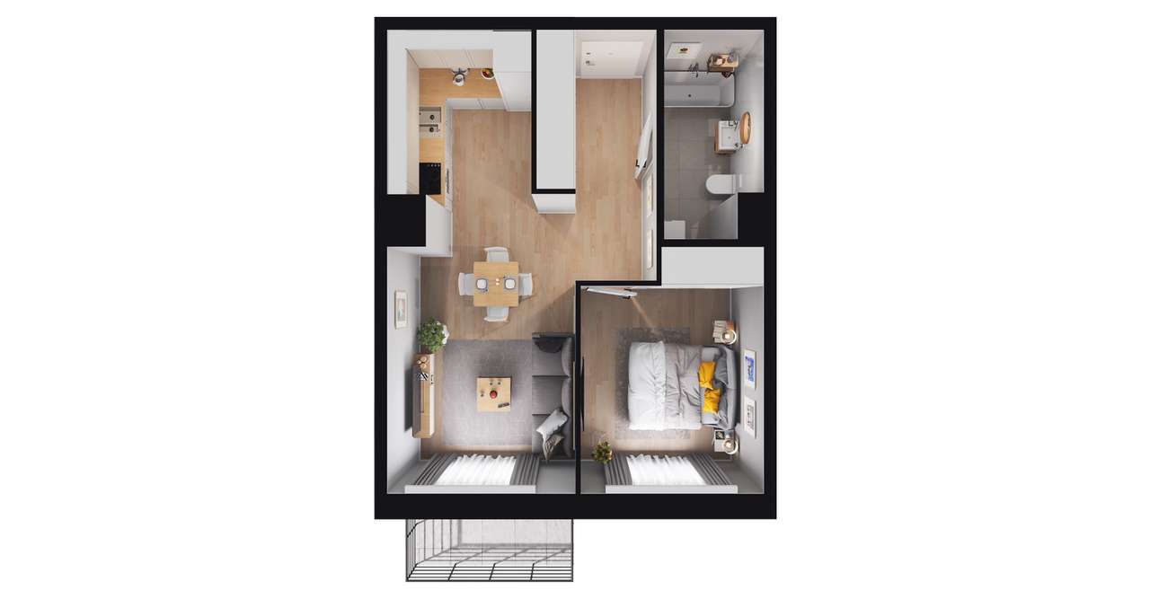 2-pokojowe mieszkanie 38m2 + balkon Bezpośrednio - Pełny obrazek: 2/6