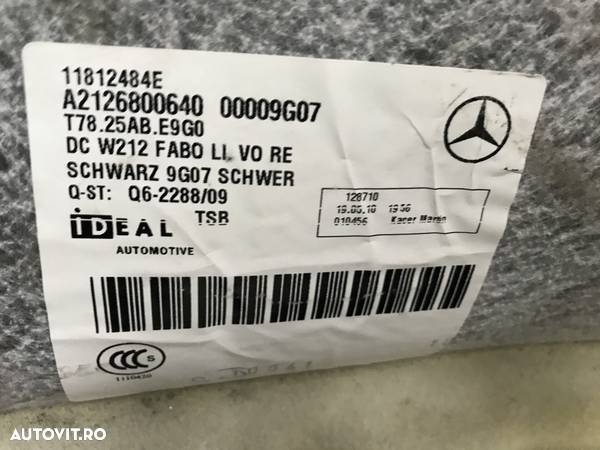 Mocheta interioara dreapta fata Mercedes Benz W212 E220 CDI Avangarde - 2