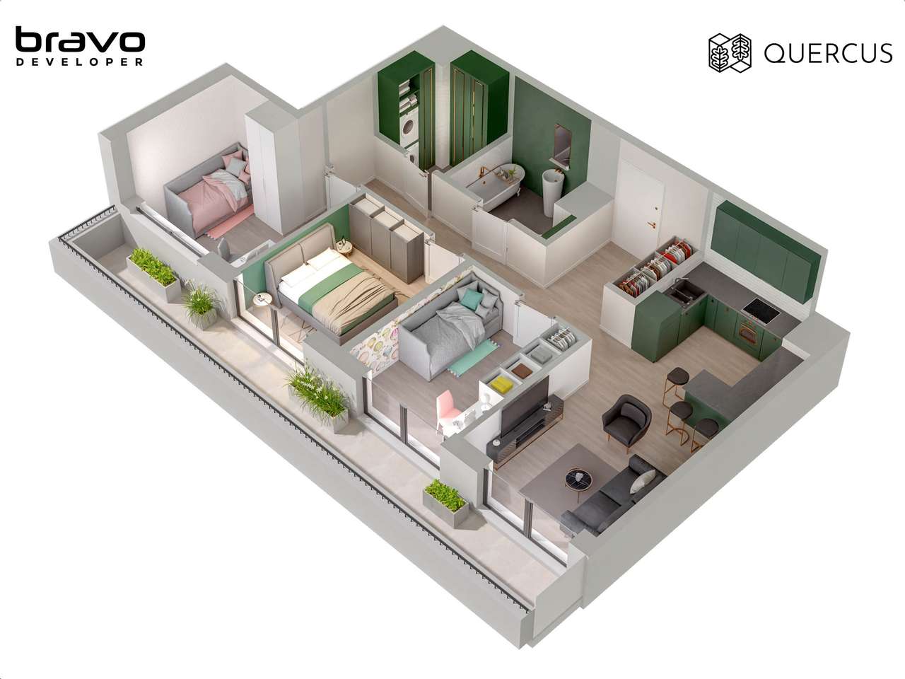 Quercus C.95.C 4 pokoje i taras 13,43 m²