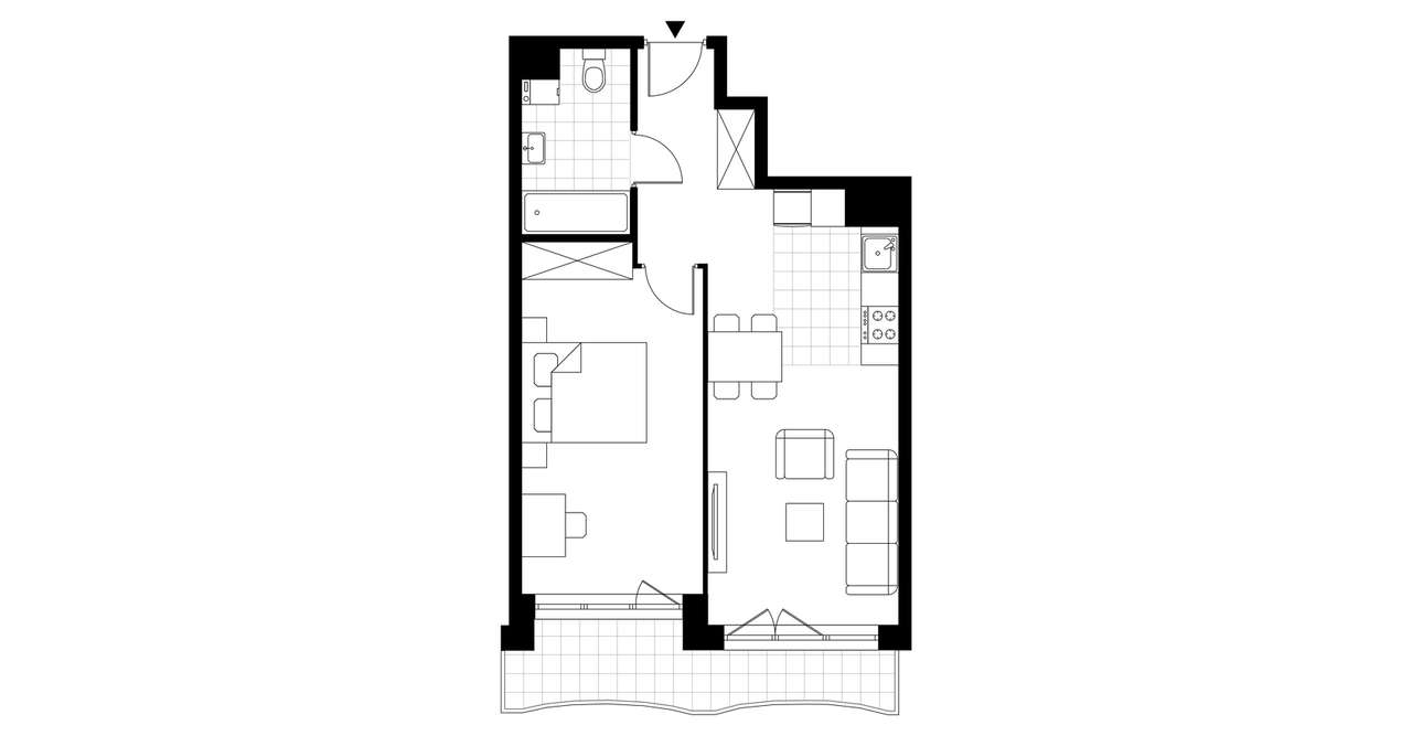 2-pokojowe mieszkanie 46m2 + loggia Bezpośrednio - Pełny obrazek: 4/9