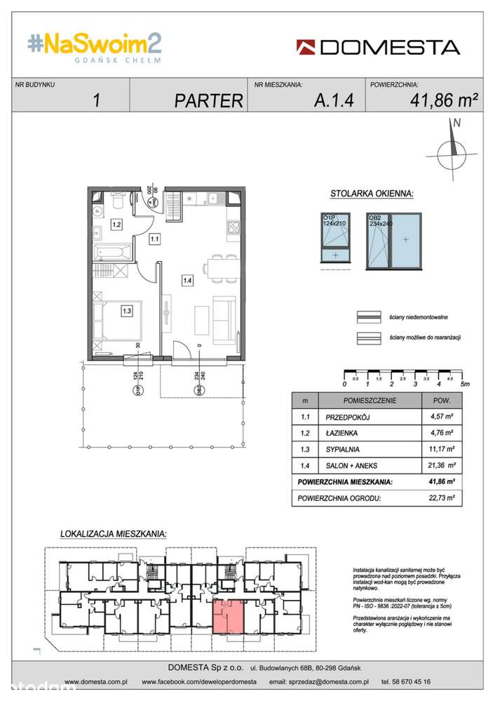 2-pokojowe mieszkanie 41m2 + ogródek Bez Prowizji - Pełny obrazek: 2/7